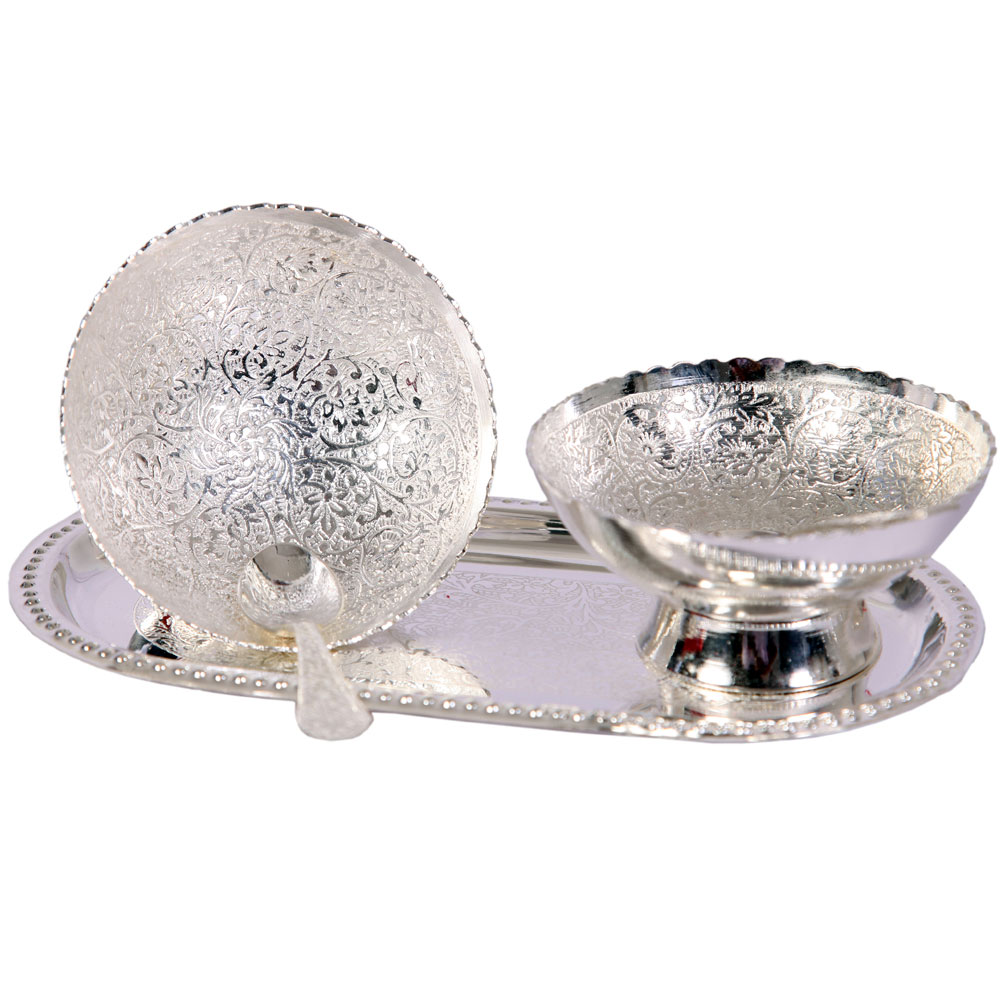GOLDGIFTIDEAS Pure Silver Round Shape Diya for Home, Silver Pooja Items,  Silver Diya for Return Gifts (Pack of 5)